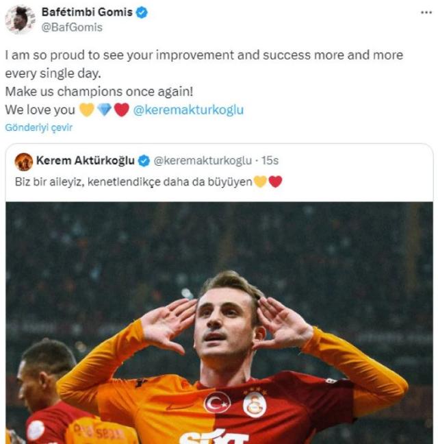 Eski Galatasaraylı Bafetimbi Gomis'ten Kerem Aktürkoğlu paylaşımı