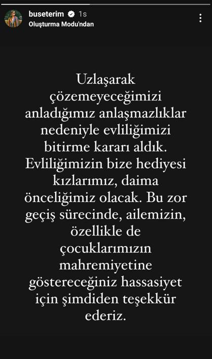 10 yıllık evliliğini tek celsede bitiren Buse Terim'den ilk sözler