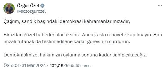 Özgür Özel: Birazdan güzel haberler alacaksınız