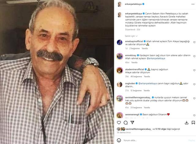 Oyuncu Erkan Petekkaya'nın babası hayatını kaybetti