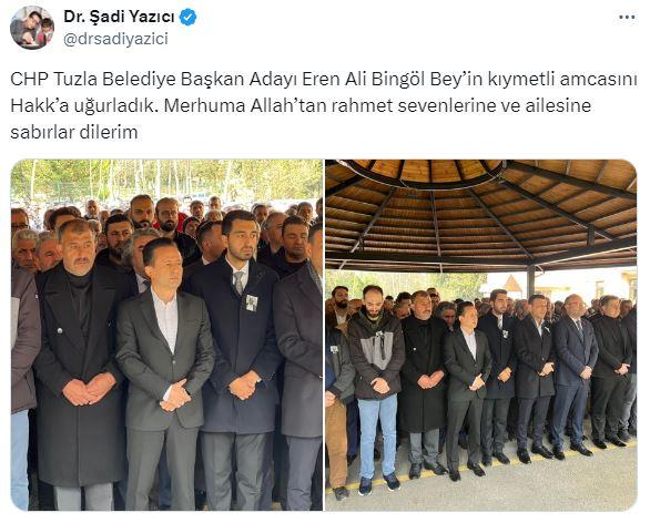 Tuzla Belediye Başkanı Şadi Yazıcı, rakibini acı gününde yalnız bırakmadı