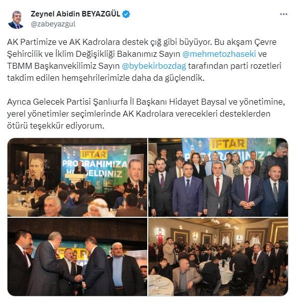 Şanlıurfa'da Gelecek Partisi Belediye Başkan adayı, AK Parti lehine seçim yarışından çekildi