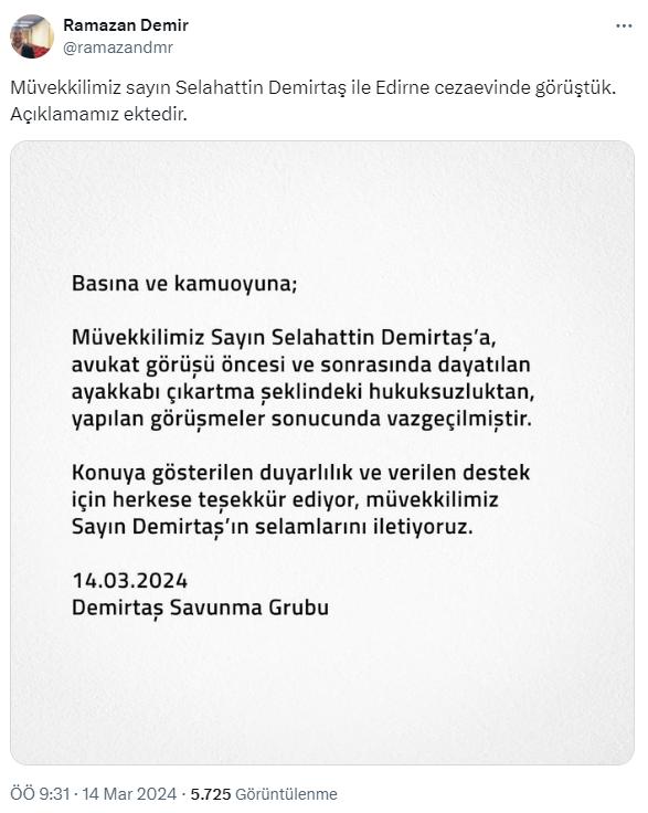 Selahattin Demirtaş'ı isyan ettiren 'üst arama' uygulamasından vazgeçildi