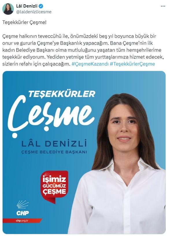 CHP'nin adayı Lâl Denizli, Çeşme'nin ilk kadın belediye başkanı oldu