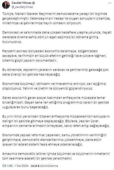 Cumhurbaşkanı Yardımcısı Cevdet Yılmaz: Ücret artışlarının zamanla erimesini önleyeceğiz