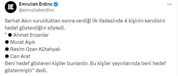 4 kişinin adını vermiş! Silahlı saldırıya uğrayan Serhat Akın'ın ilk ifadesi ortaya çıktı