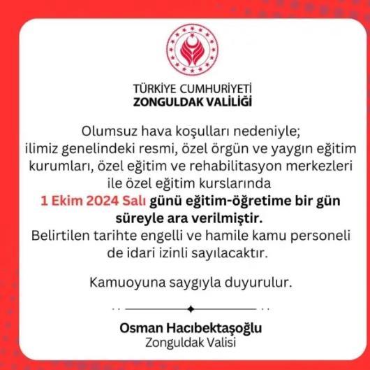 Bartın Üniversitesi, Zonguldak Bülent Ecevit Üniversitesi, Samsun 19 Mayıs Üniversitesi 1 Ekim okul yok mu, resmi tatil mi?