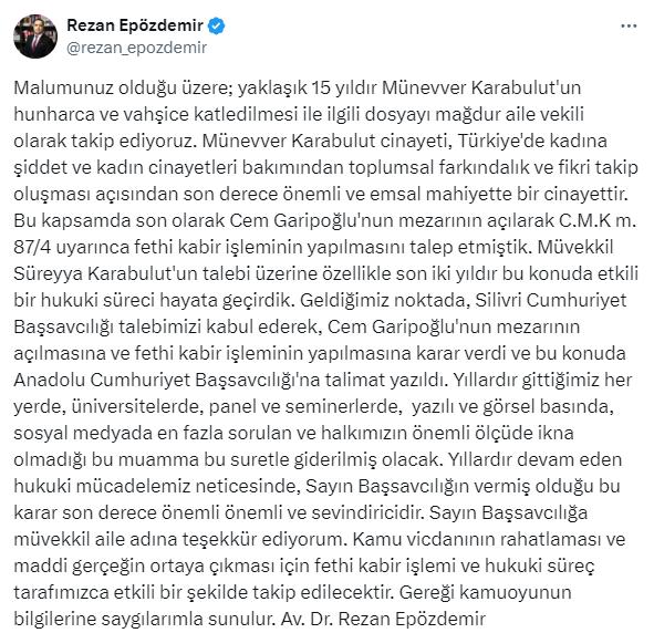 Münevver Karabulut cinayetinde önemli gelişme! Cem Garipoğlu'nun mezarı açılacak