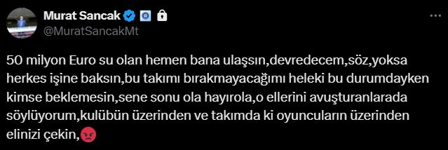 Murat Sancak'tan olay tweet: 50 milyon eurosu olan bana ulaşsın