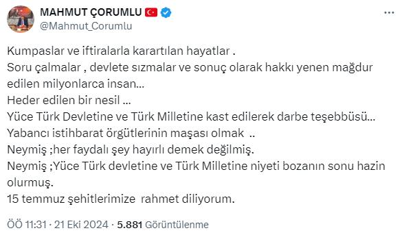 FETÖ elebaşı Gülen'in ölümü sonrası Mahmut Çorumlu'dan ilk açıklama