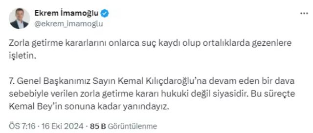 Kılıçdaroğlu hakkında verilen zorla getirilme kararı kaldırıldı